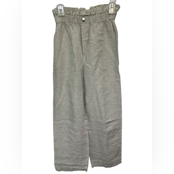 Reformation 100% Linen Pants Women’s Sz 0 Beige Elastic Waist Straight Leg NWOT - Picture 1 of 7